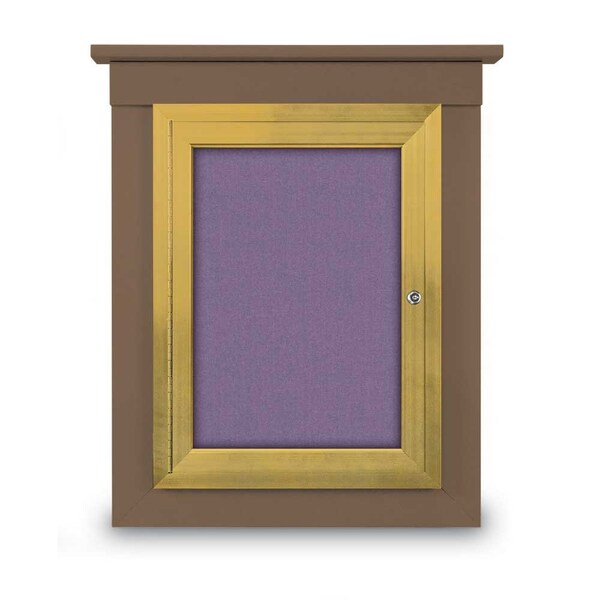 72"x36" 3-Door Enclosed Letterboard, Blue Felt/Walnut
